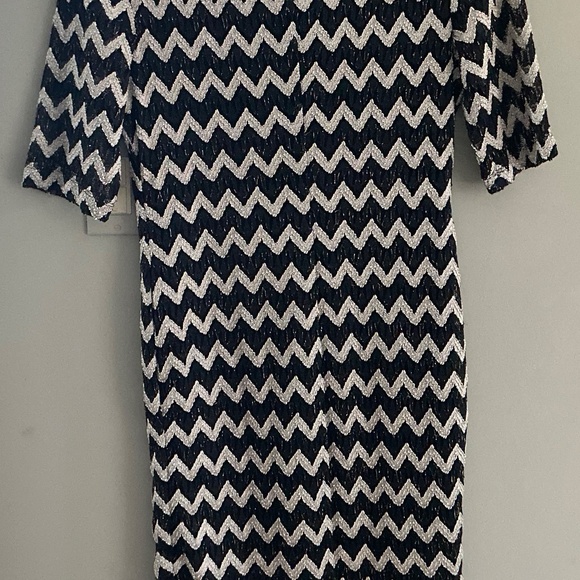 Connected Apparel M Dress metallic 3/4 Sleeves Glam Sexy Holidays Quiet Luxe - Picture 4 of 9